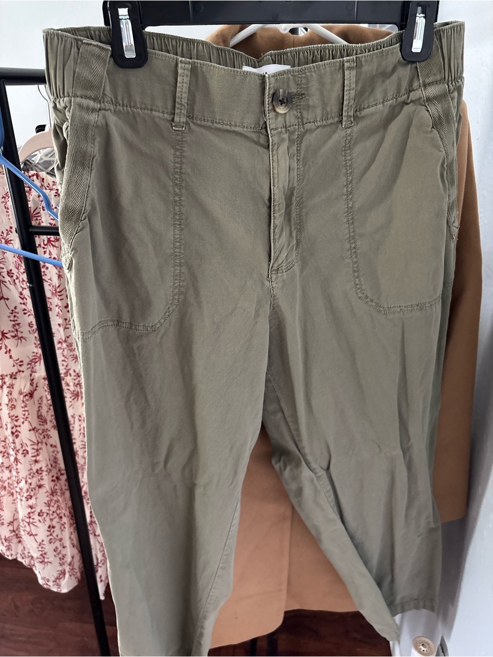 Sonoma Olive Cropped Casual Chinos